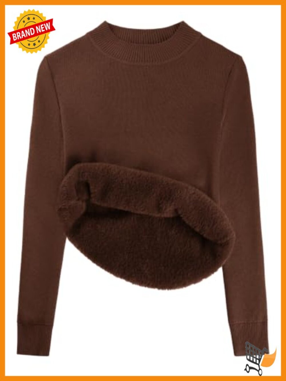 Women Fleece Sherpa Lined Sweater Mock Neck Long Sleeve Pullover